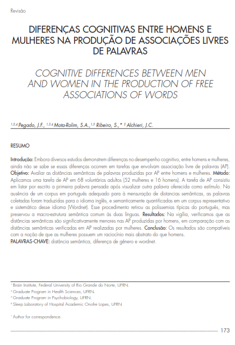 Cover of COGNITIVE DIFFERENCES BETWEEN MEN AND WOMEN IN THE PRODUCTION OF FREE ASSOCIATIONS OF WORDS