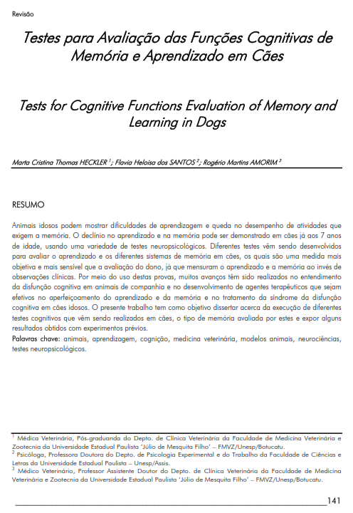 Cover of Tests for Cognitive Functions Evaluation of Memory and Learning in Dogs.