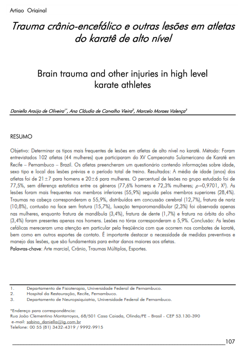 Cover of Brain trauma and other injuries in high level karate athletes.
