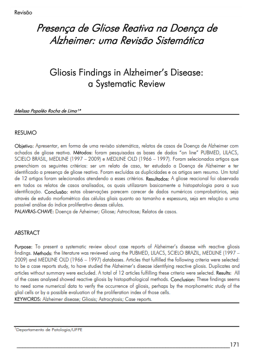 Cover of Gliosis Findings in Alzheimer’s Disease: a Systematic Review