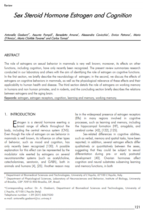 Cover of Sex Steroid Hormone Estrogen and Cognition