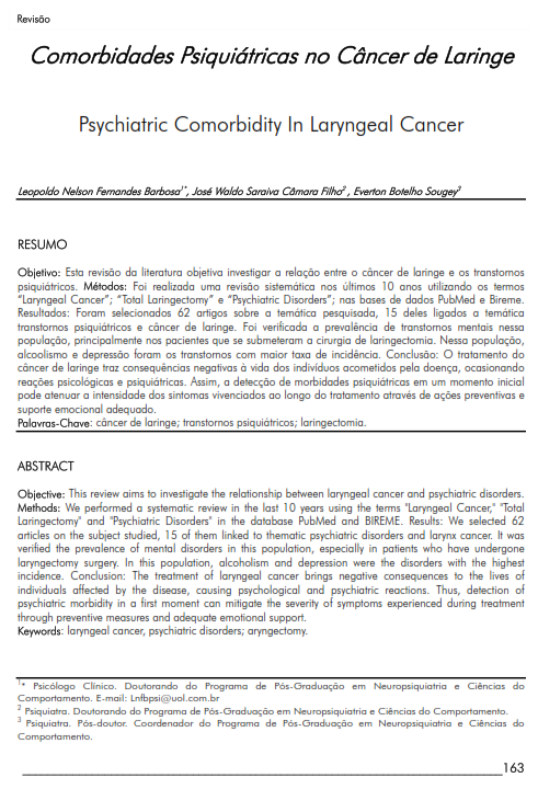 Cover of Psychiatric Comorbidity In Laryngeal Cancer