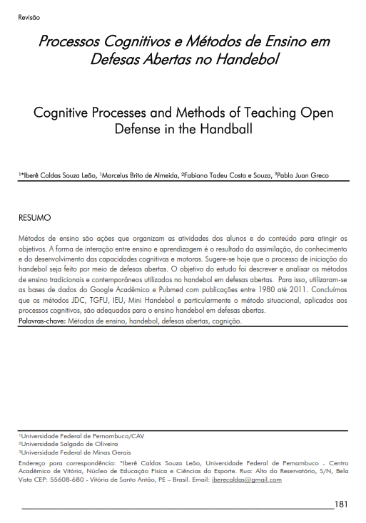Cover of Cognitive Processes and Methods of Teaching Open Defense in the Handball
