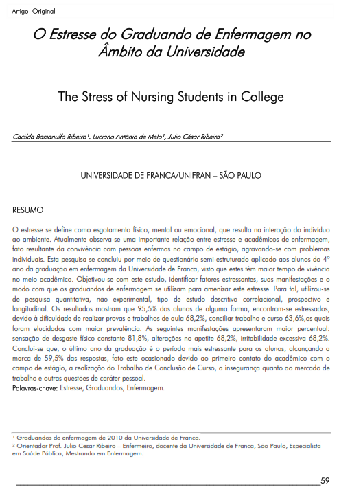 Cover of The Stress of Nursing Students in College