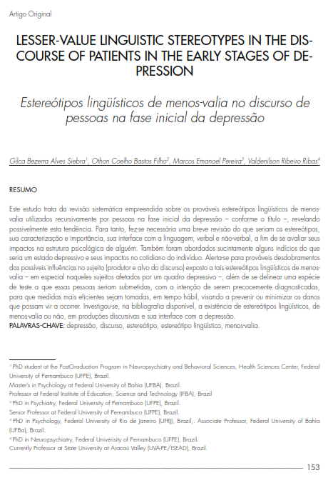 Cover of LESSER-VALUE LINGUISTIC STEREOTYPES IN THE DIS- COURSE OF PATIENTS IN THE EARLY STAGES OF DE- PRESSION